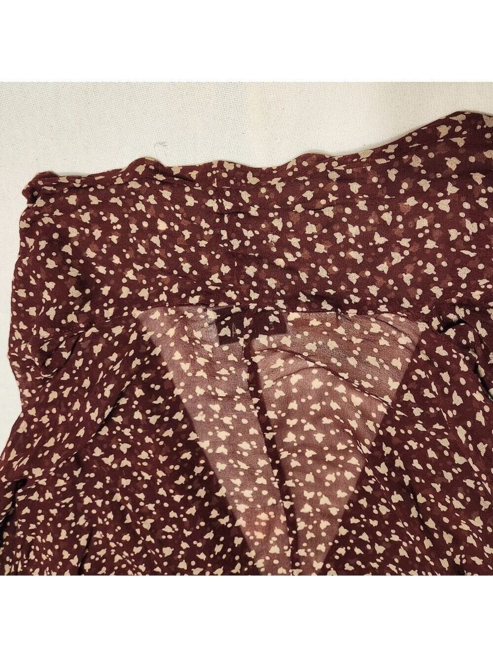 Ann Tjian Kenar Silk Floral Brown Beige Blouse Small - Picture 10 of 11